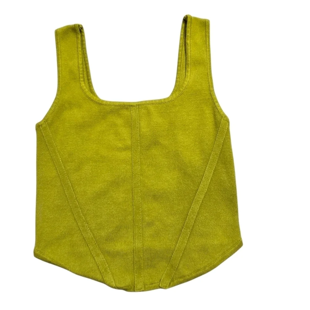 House of Harlow Knit Sweater Corset Compression Top Olive Green XSmall